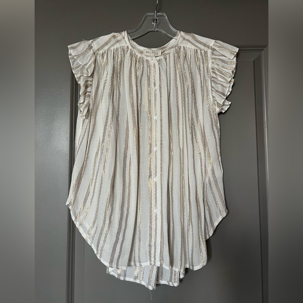 White Gold Stripe Top